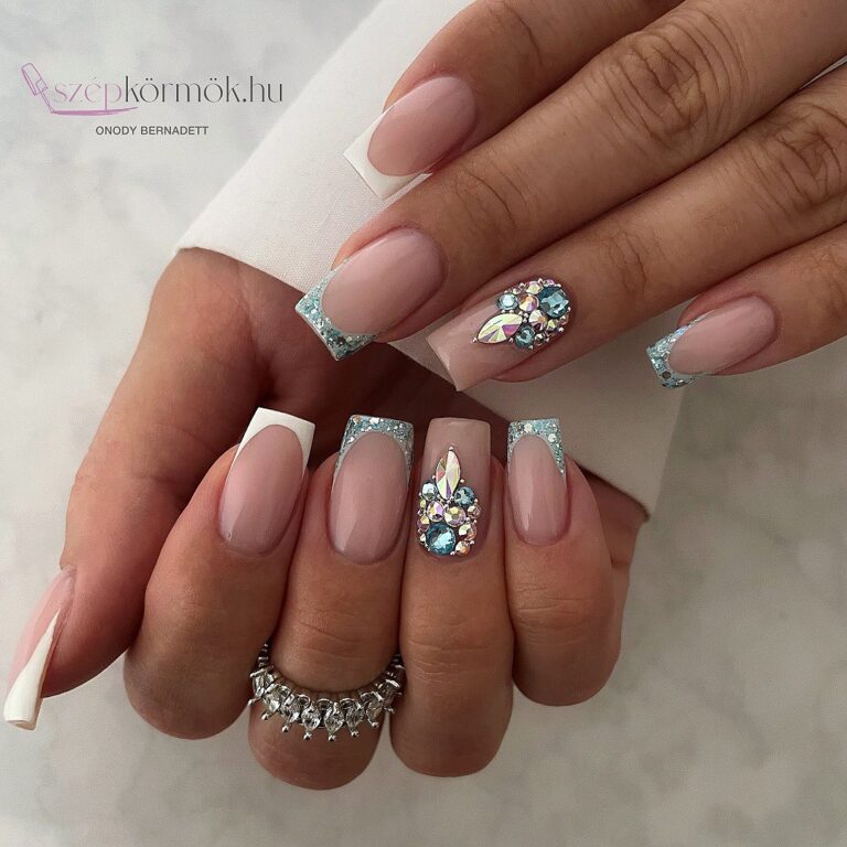 30 Cute Nails with Rhinestones to Dazzle Your Great Manicure